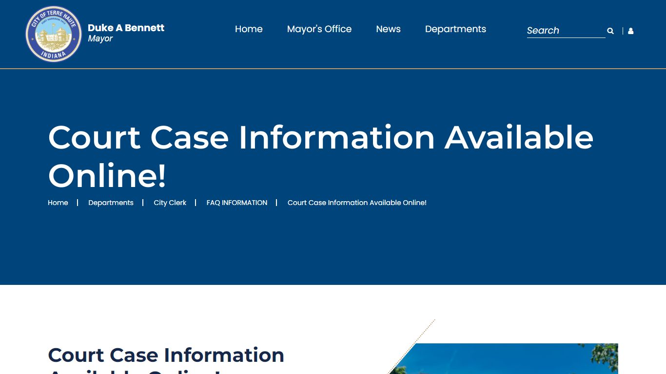 Court Case Information Available Online! - City of Terre Haute Government